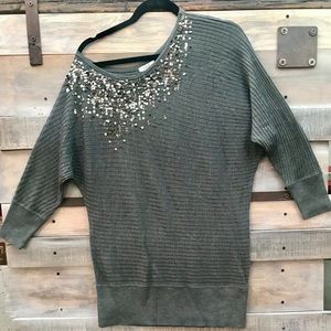 Cache Size Med Off Shoulder Tunic With Sequins